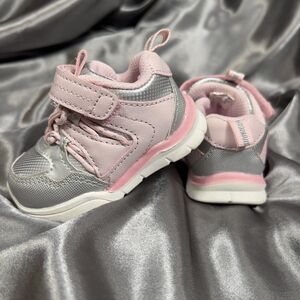 Athletic Works Baby Toddler Size 2 Pink Silver Sneakers Shoes Hook and Loop LKNW